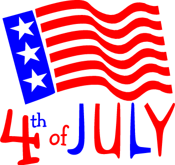 July 4th Flag and Word Art Graphic