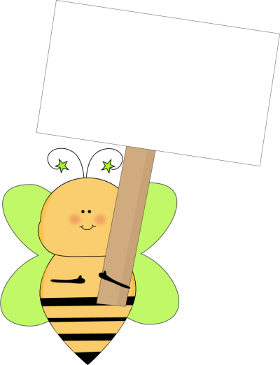 Green Star Bee Holding a Blank Sign Clip Art - Green Star Bee ...