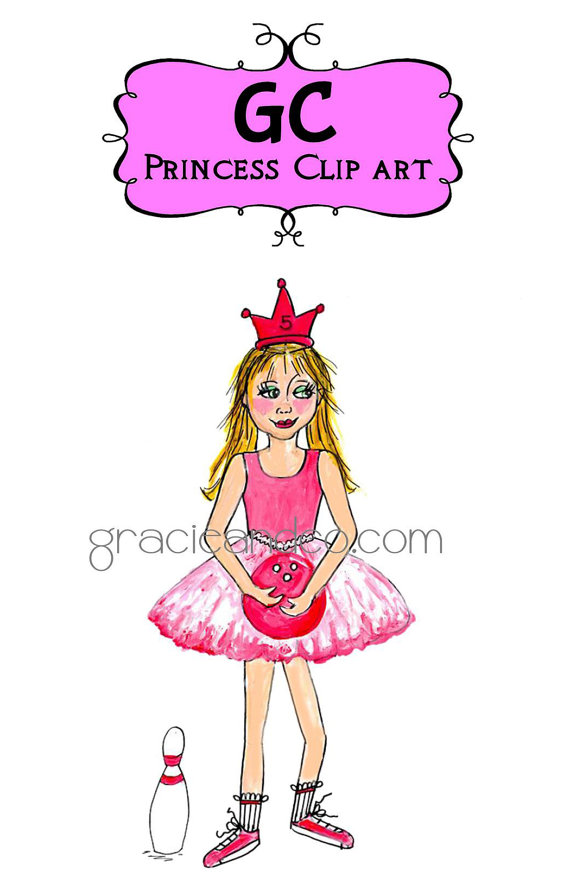 Princess bowling party digital clip art by JaneLazenbyartist