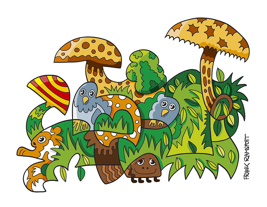 Nature Doodle Mushroom Grass by Frank Ramspott - Nature Doodle ...