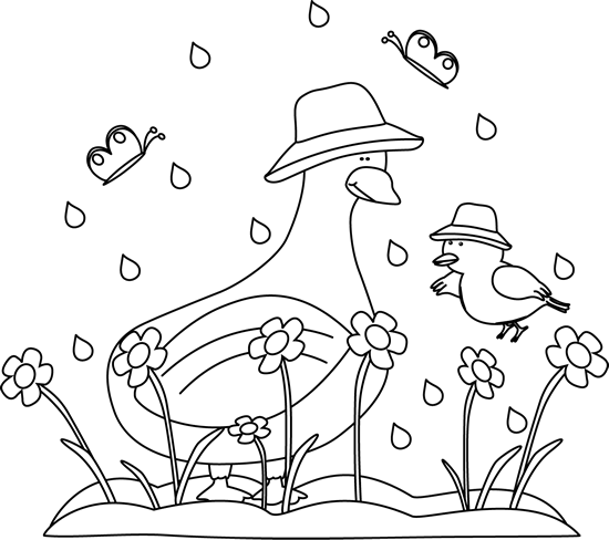 Black and White Rainy Spring Day Clip Art - Black and White Rainy ...