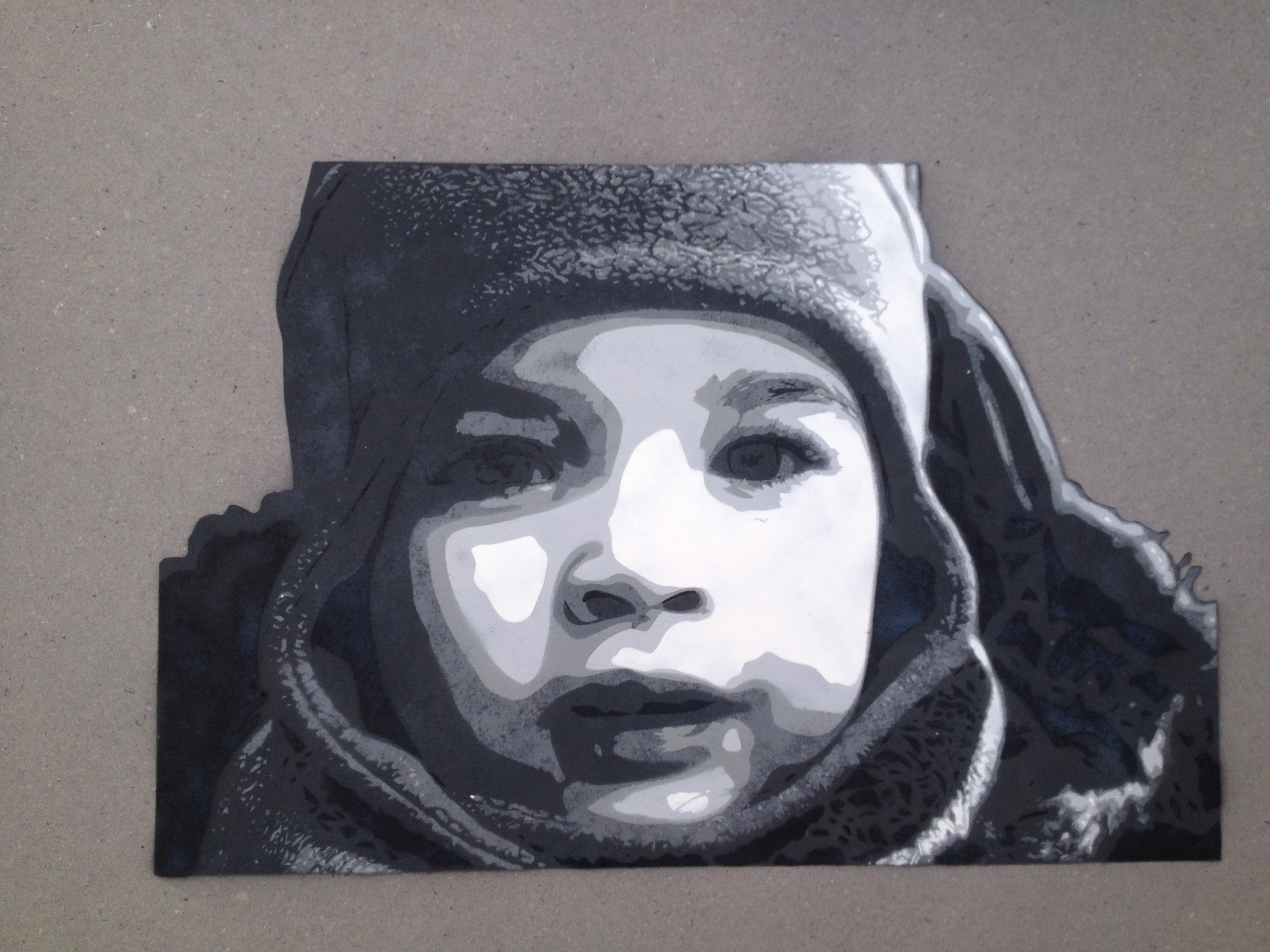 My daughter, stencil by Black Salamander | Stencil, street art ...