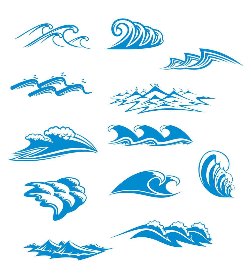 Blue waves graphics vector Free Vector / 4Vector