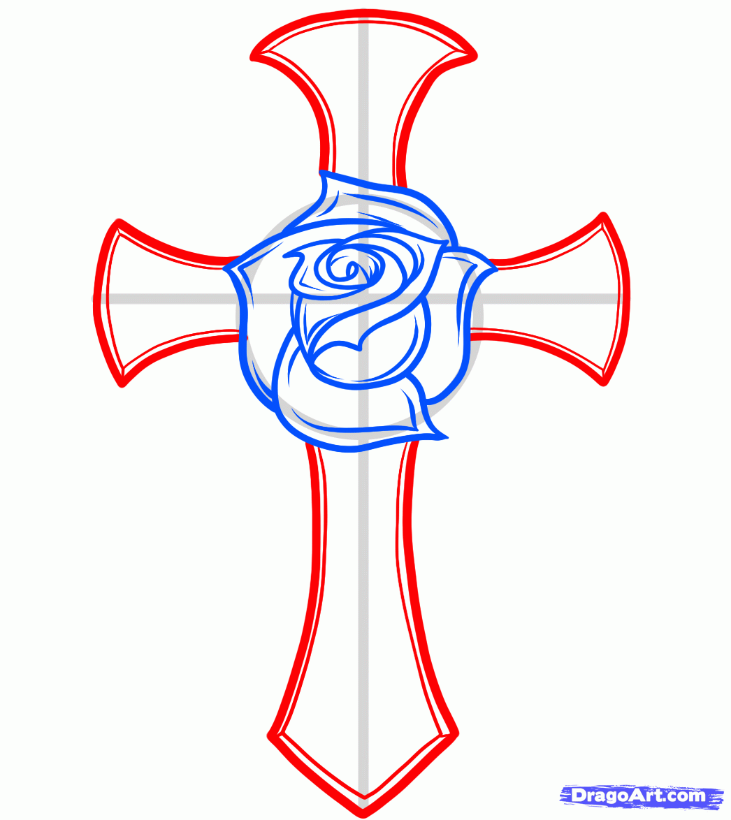 Drawings Of Crosses With Ribbons And Roses | Art Design Gallery