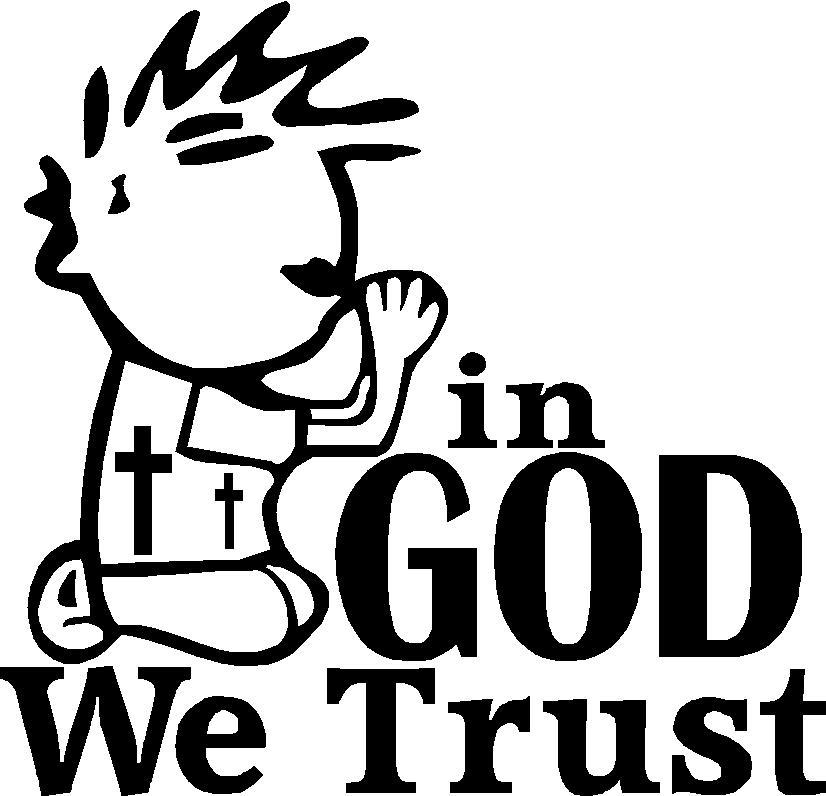Boy Praying In God We Trust,window sticker,decal