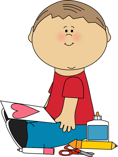 Boy Drawing a Valentine Picture Clip Art - Boy Drawing a Valentine ...