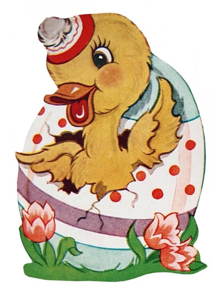 Retro Easter Hatching Duck Clip Art @ Vintage Fangirl