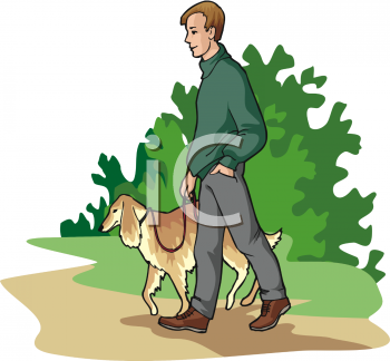Clipart Picture of a Man Walking an Afghan Hound - AnimalClipart.net