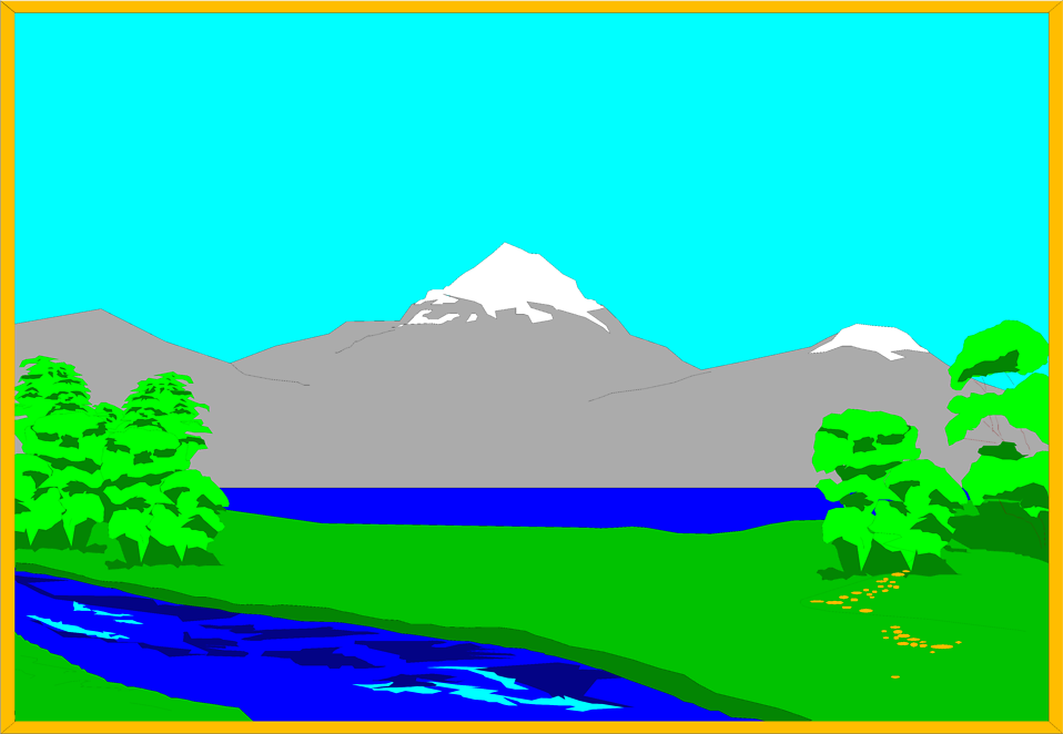 Free Stock Photos | Illustration of a lake and mountain landscape ...