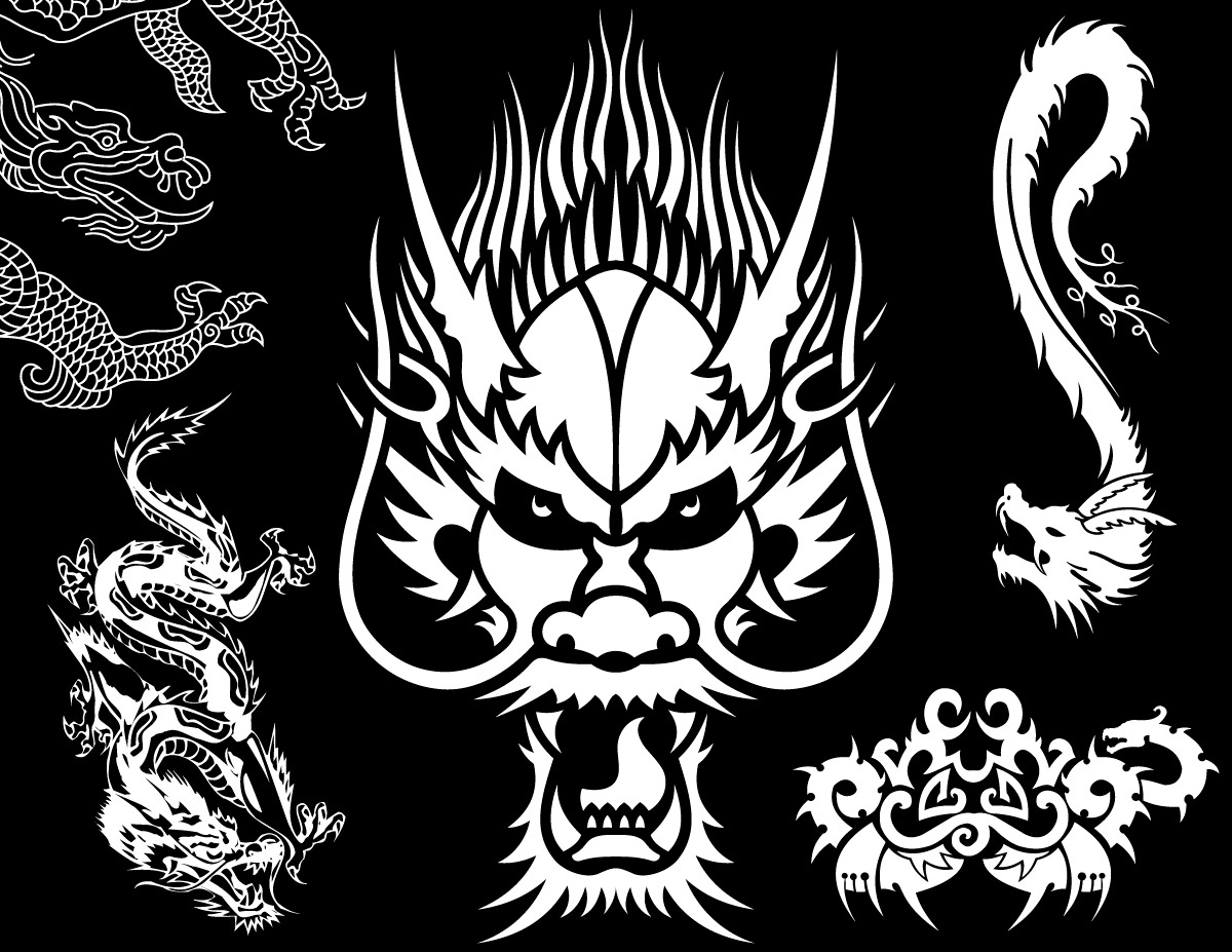 Tribal Dragon Vector Pack | GraphicsKeeper.com