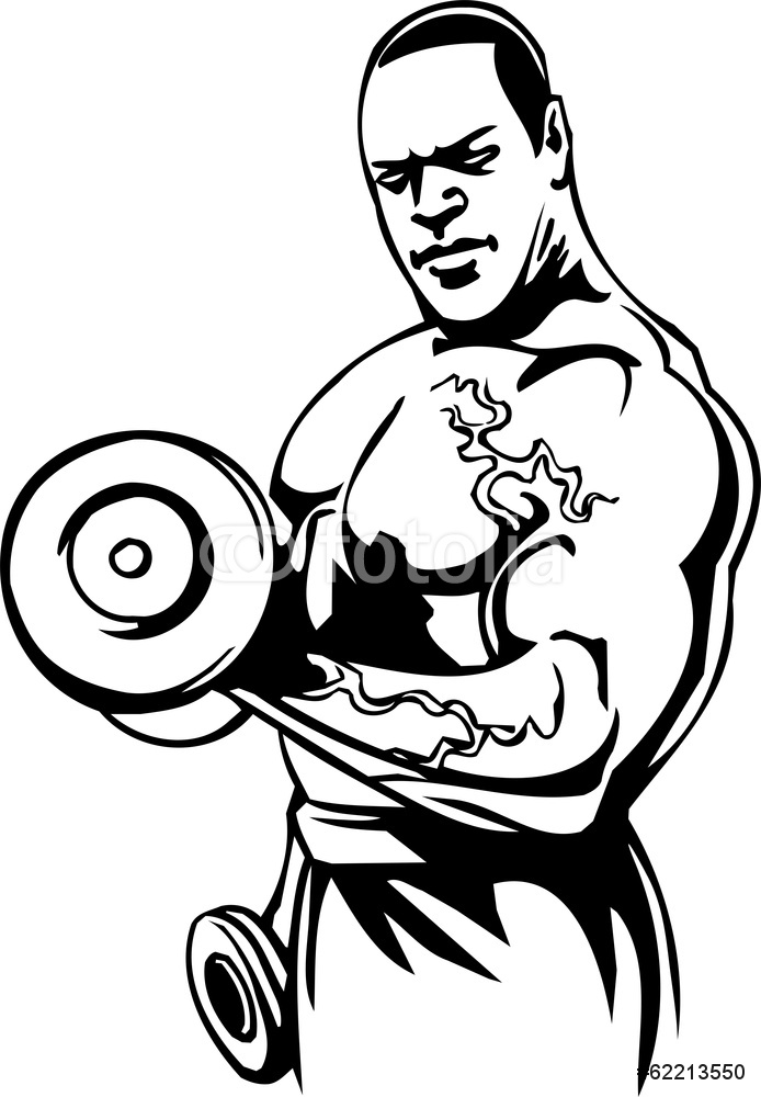 Bodybuilding And Powerlifting Illustration Wall Sticker ...