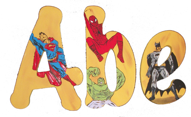 Custom Letters w/ Superman, Spiderman, Incredible Hulk, & Batman