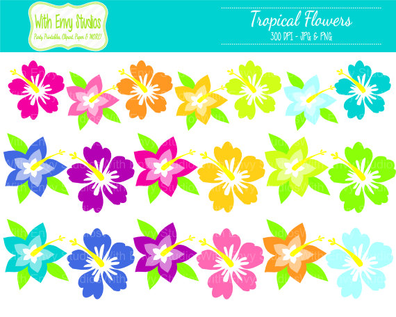 DOLLAR SALE Flower Digital Clipart Hibiscus by WithEnvyPaper