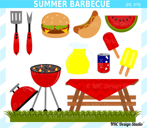 FINAL SALE Summer Barbecue Party Clip Art by NRCDesignStudio
