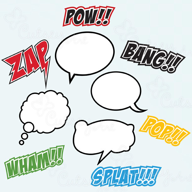 Superhero clipart Text and Bubbles comic book by CutesyArtshop