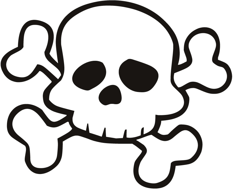 Skull and Cross Bones Outline Pirates Kids Nursery Wall Sticker ...