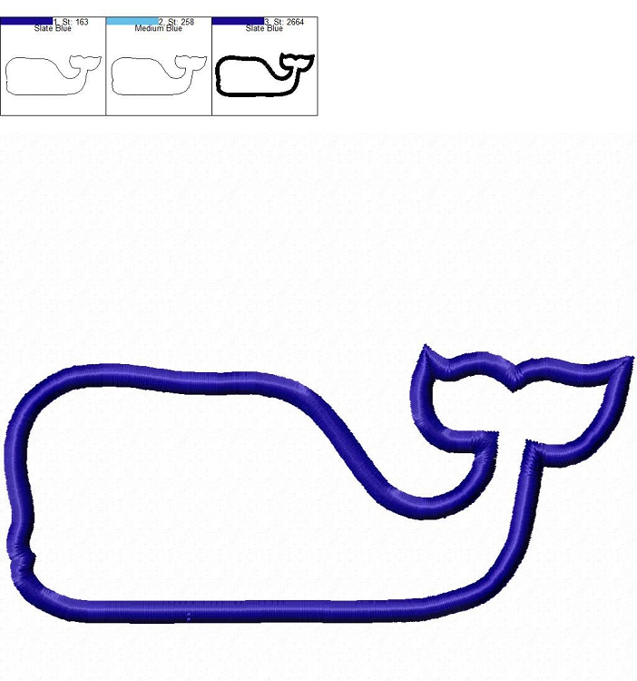 Large Applique Whale Silhouette Machine Embroidery Design