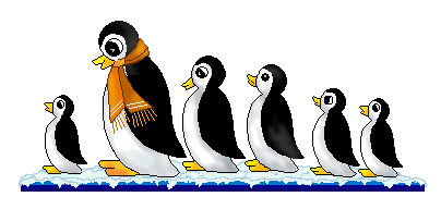 Penguins Clip Art - A Line of Penguins in Snow