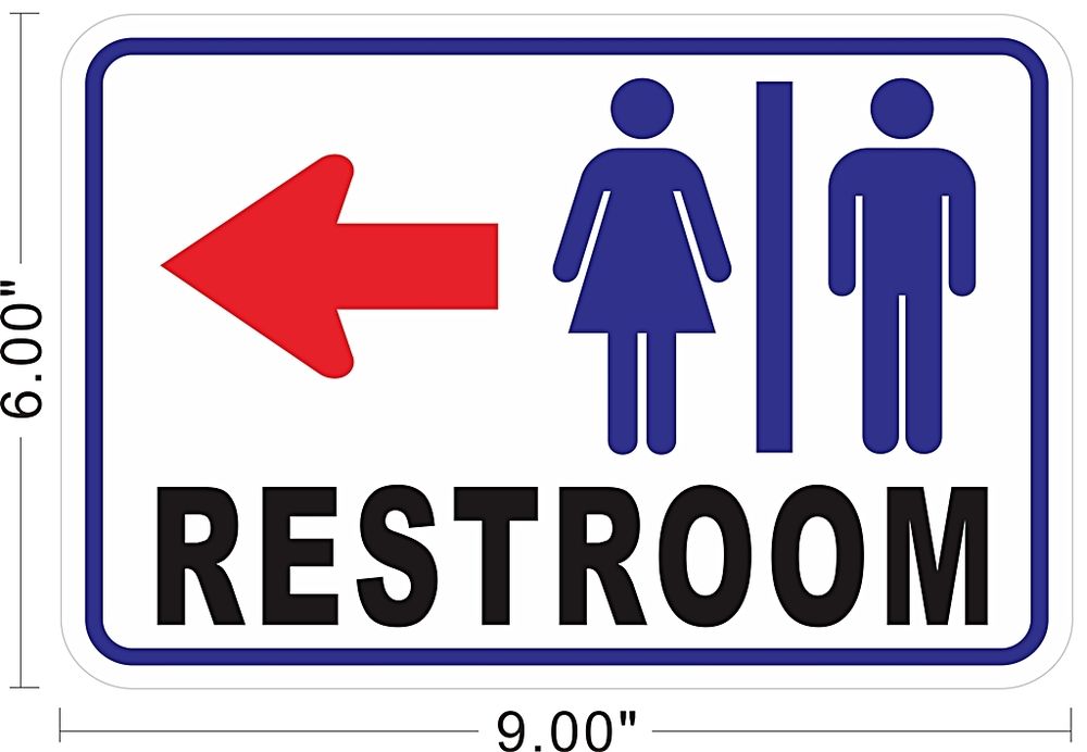 Restroom Sign Male Female Right Arrow Safety Business Sign Decal ...