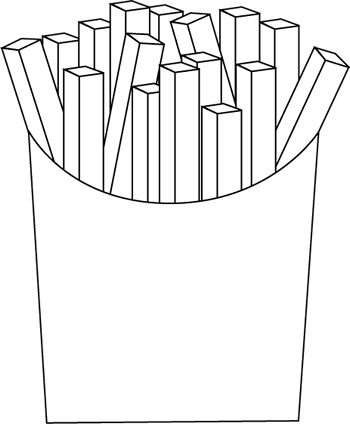 Black and White French Fries Clip Art - Black and White French ...