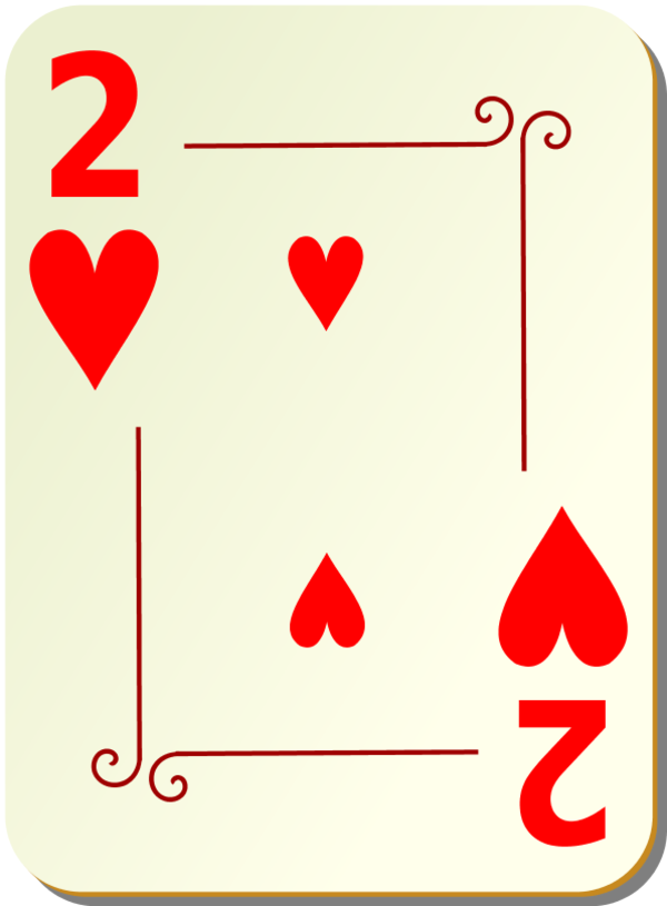 Ornamental deck 2 of hearts - vector Clip Art
