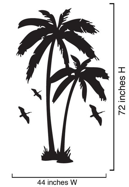 Vinyl Wall Art Decal Sticker Palm Tree and Birds 6ft Tall ...