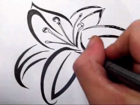 Lily Tattoos - Drawing a Cool Tribal Tattoo Design - YouTube