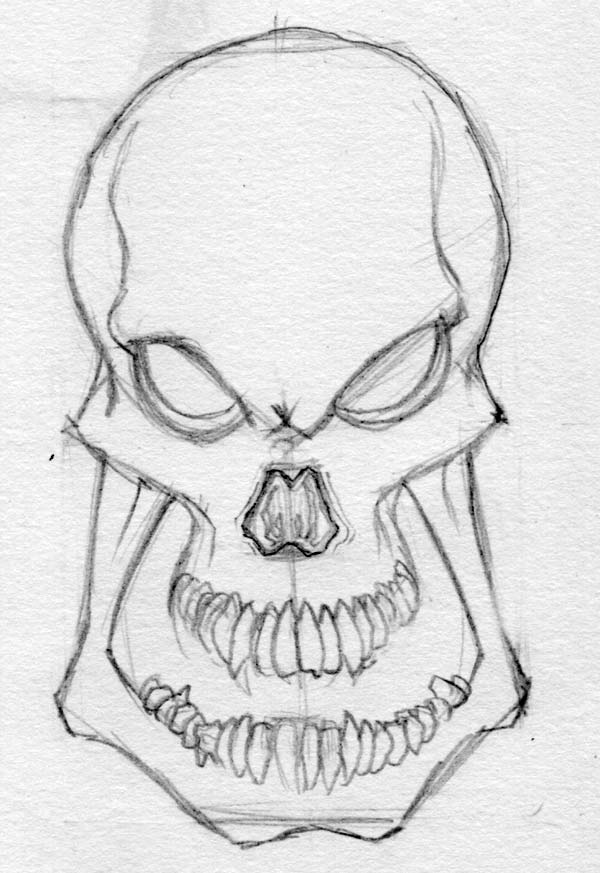 Evil skull drawing - Drawing Factory