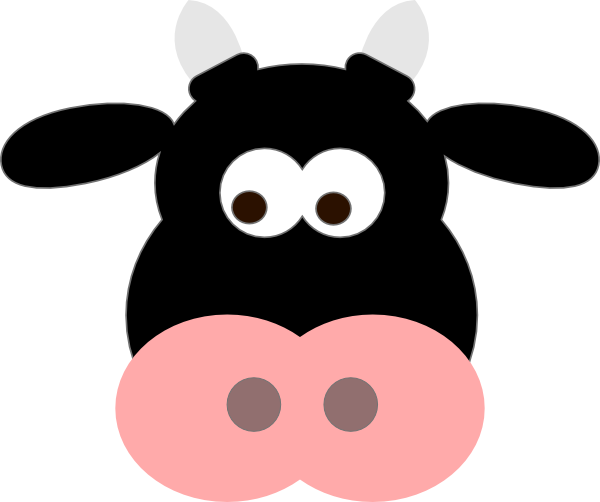 Black Cow Face clip art - vector clip art online, royalty free ...