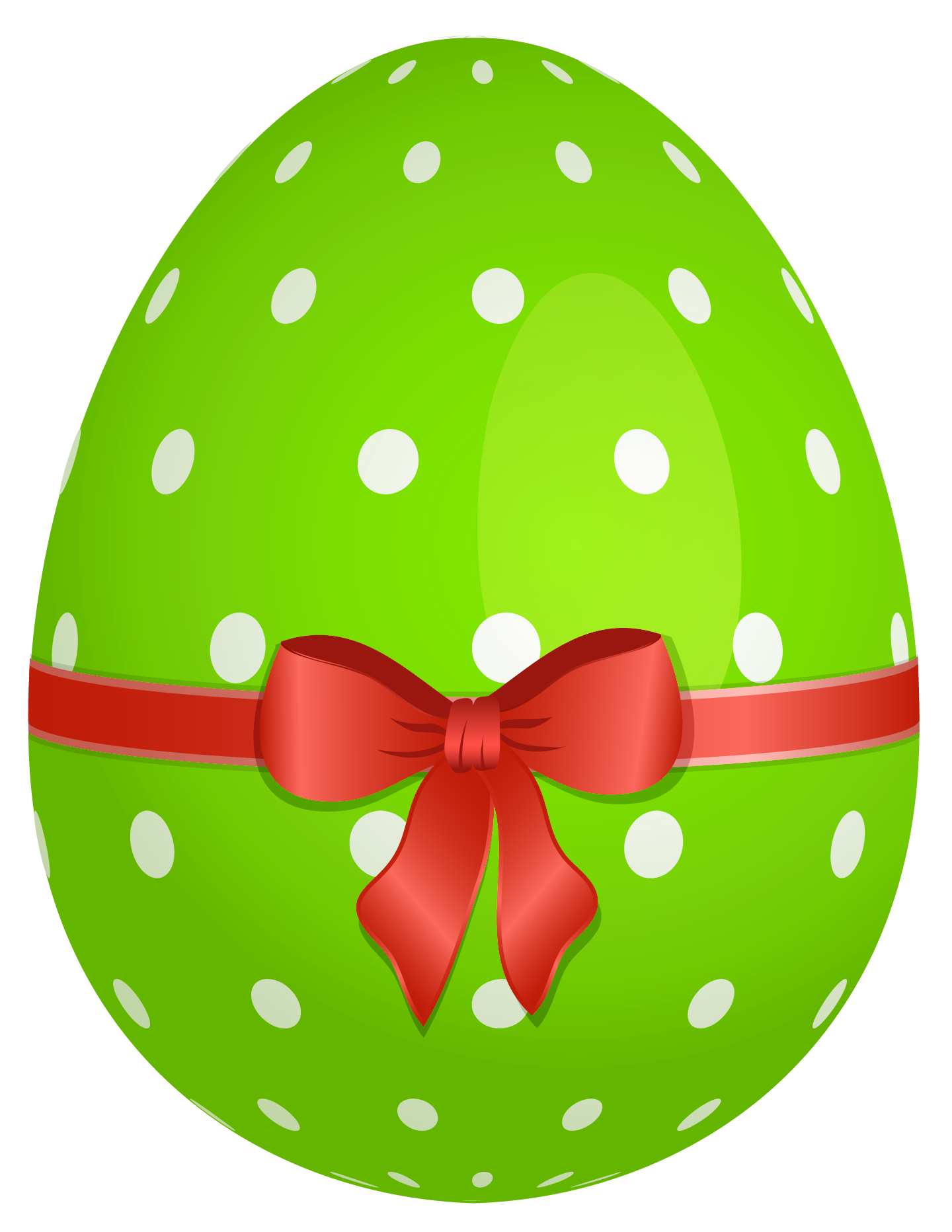 Green Dotted Easter Egg with Red Bow PNG Clipart