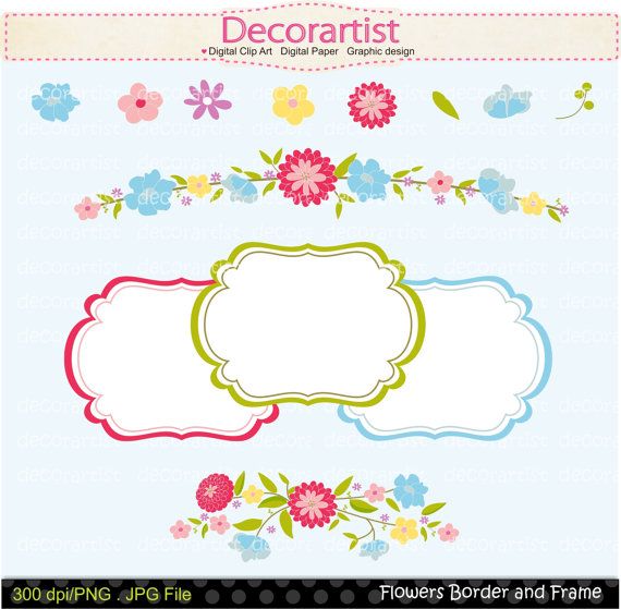 Flowers clip art, border clip art, frame clip art,cards making ...