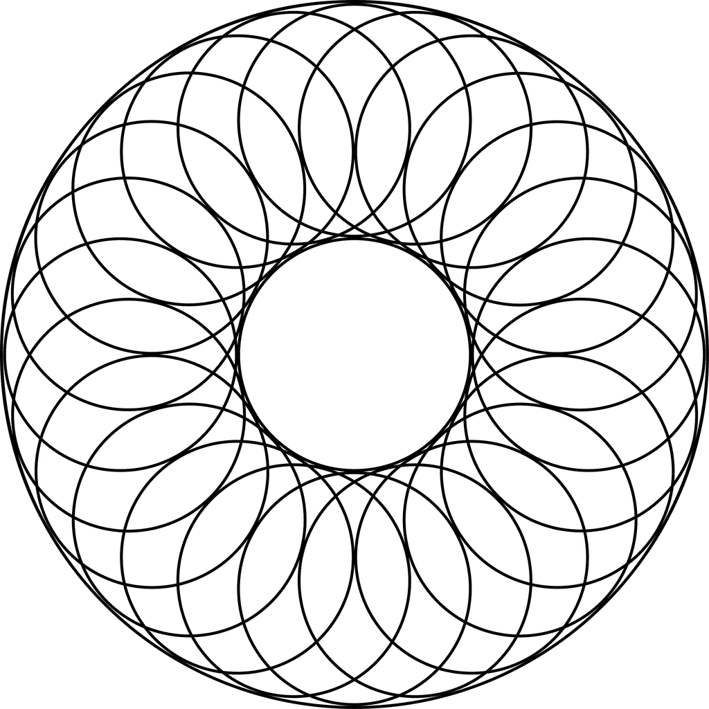 24 Overlapping Circles About a Center Circle and Inside a Larger ...