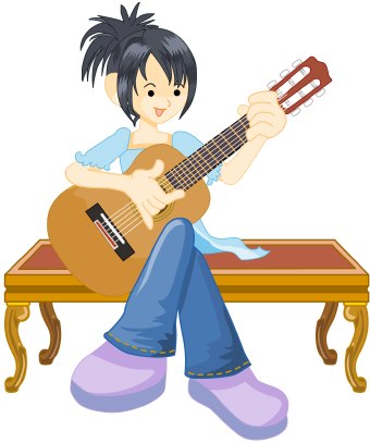 Girl Playing Guitar Clipart