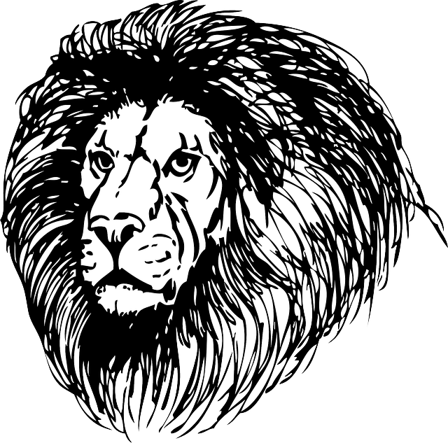 LION, LIONHEAD, CAT, HEAD, BLACK, TRIBAL, OUTLINE - Public Domain ...