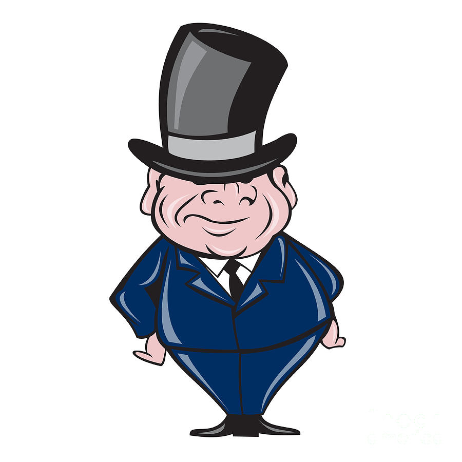 Man Wearing Top Hat Smiling Cartoon by Aloysius Patrimonio