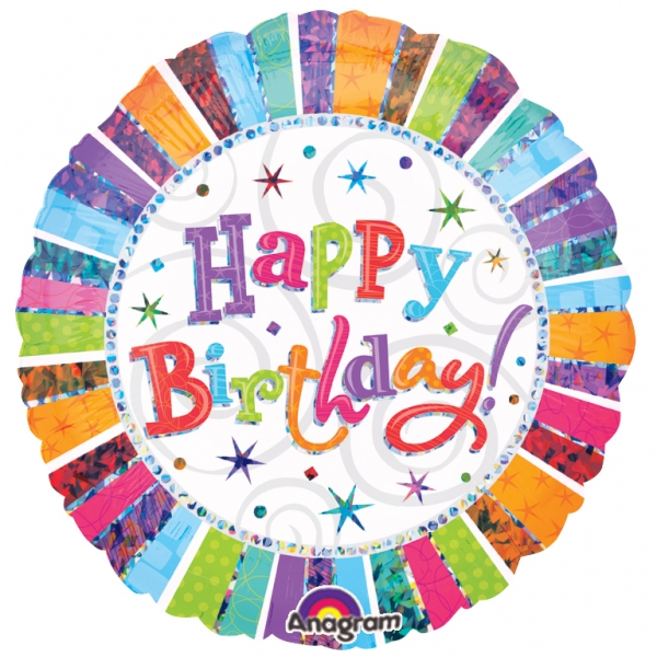 Radiant Happy Birthday 18 Inch Helium Foil Balloon - Birthday ...