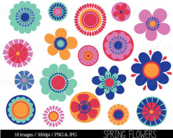 Items similar to Flower clip art FLORAL CLIP ART, flowers, spring ...
