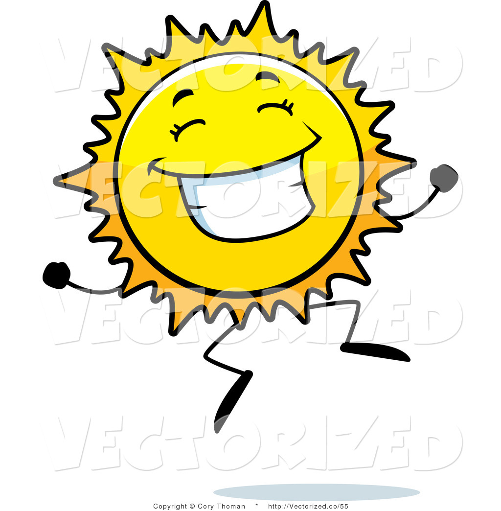 Vector of a Happy Sun Character Jumping and Smiling by Cory Thoman ...