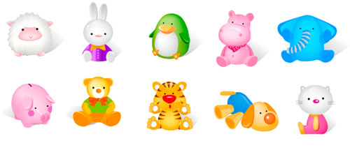 Cute cartoon animals vector icon - Icon