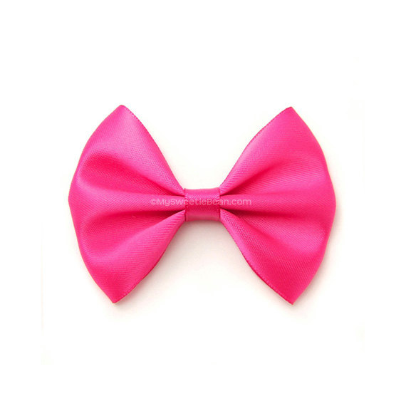 Shocking Pink Satin Hair Bow 3 Inch Bow Classic by MySweetieBean