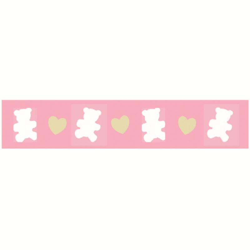 Ribbon Teddy Bear 15 Mm X 3.5M Baby Pink White And Tan | Hobbycraft