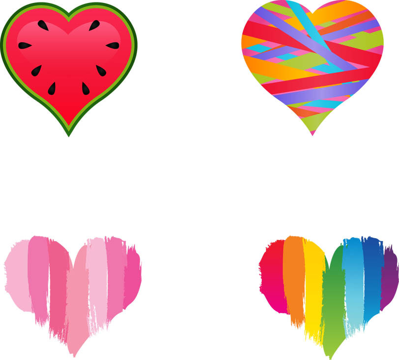 Four Colored Hearts