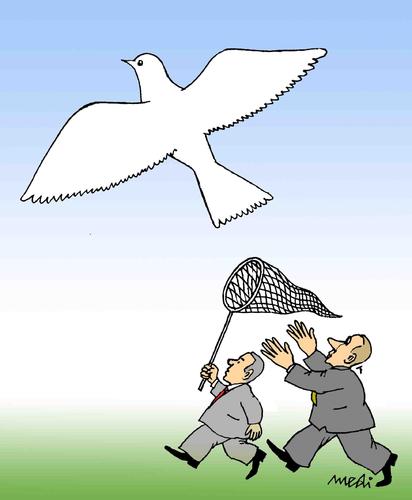 reaching dove By Medi Belortaja | Politics Cartoon | TOONPOOL
