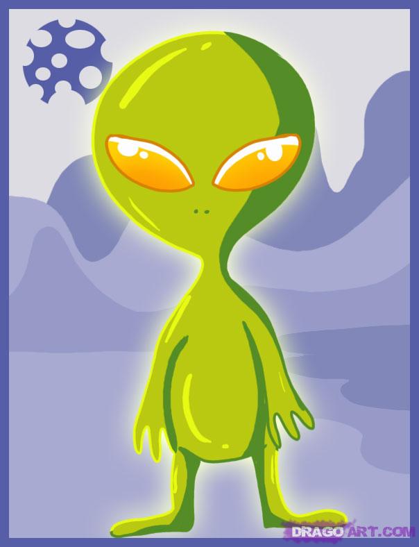 Learn How to Draw a Cartoon Alien, Aliens, Sci-fi, FREE Step by ...