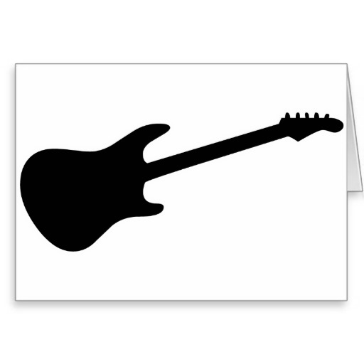 Black & White Electric Guitar Silhouette Greeting Card | Zazzle