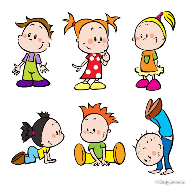 4-Designer | Cartoon images of children 01 Vector