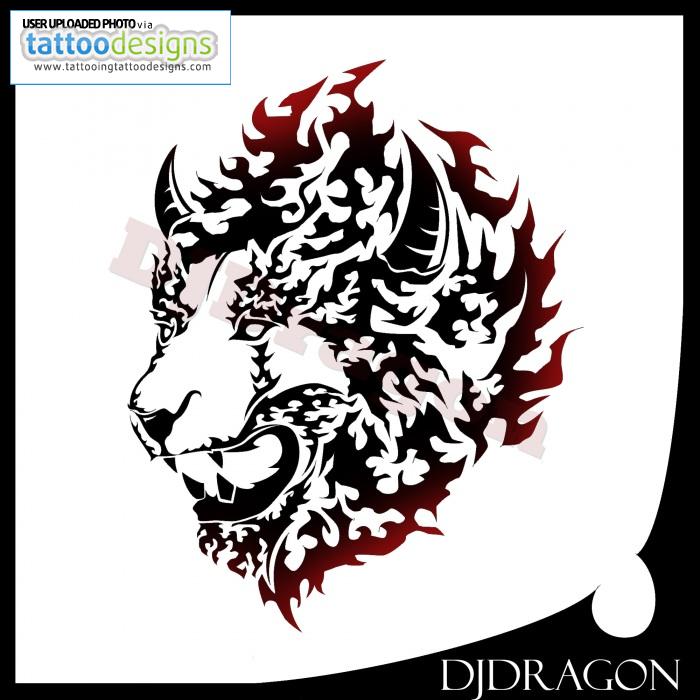 Fire Style Lion Tribal By Djdragon Image | Tattooing Tattoo Designs