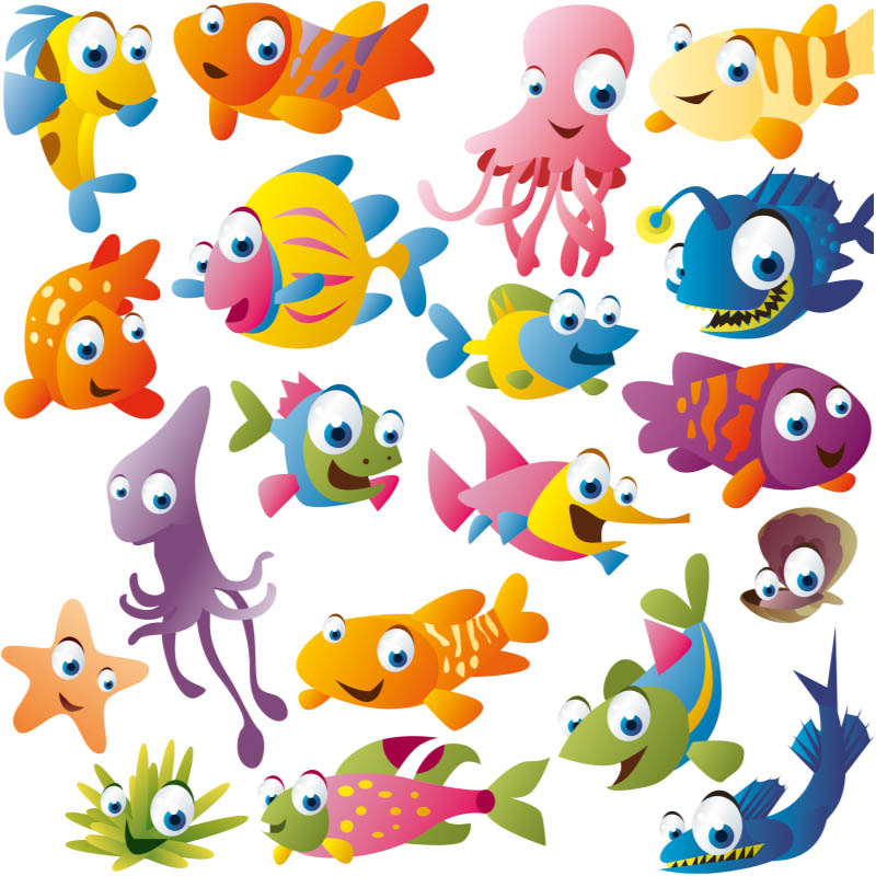 Funny cartoon fish vector | ai, eps, free download