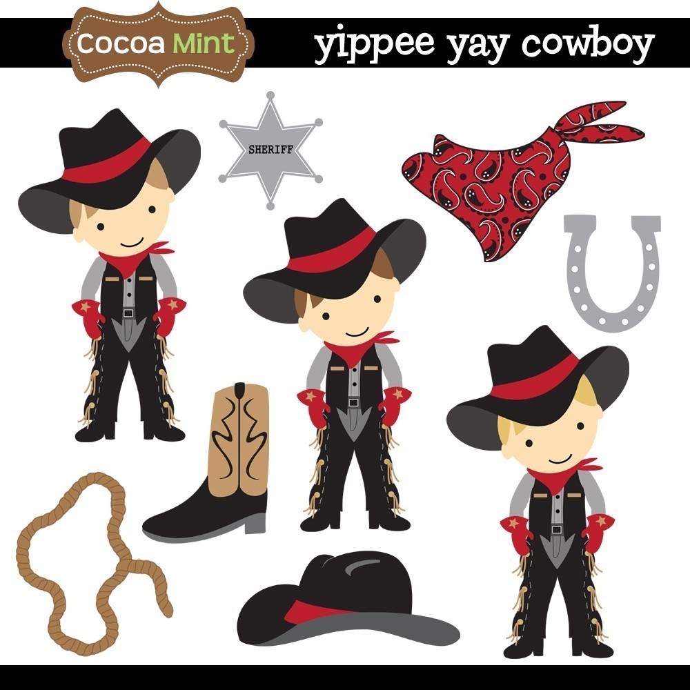 Yippee Yay Cowboy Clip Art by cocoamint on Etsy