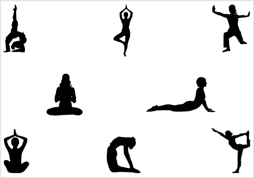 Yoga Silhouette Yoga Pose of Standing & SittingSilhouette Clip Art
